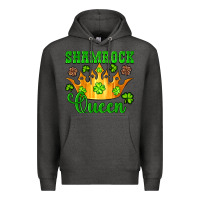 Charcoal Heather shamrock queen crown leopard glitter Premium Hoodie - Artiststas