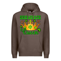 Coffee shamrock queen crown leopard glitter Premium Hoodie - Artiststas