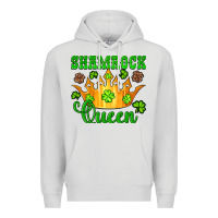 Dove Grey shamrock queen crown leopard glitter Premium Hoodie - Artiststas