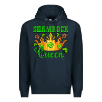 Navy shamrock queen crown leopard glitter Premium Hoodie - Artiststas