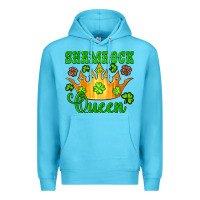Ocean Blue shamrock queen crown leopard glitter Premium Hoodie - Artiststas