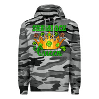 Slate Camo shamrock queen crown leopard glitter Premium Hoodie - Artiststas