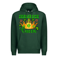 Sports Green shamrock queen crown leopard glitter Premium Hoodie - Artiststas