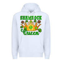 White shamrock queen crown leopard glitter Premium Hoodie - Artiststas
