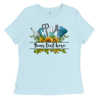 Baby Blue customize nail tools with sunflower preview Ladies Tee - BarkalooDesign