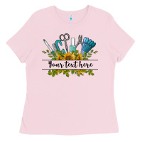 Bubblegum Pink customize nail tools with sunflower preview Ladies Tee - BarkalooDesign