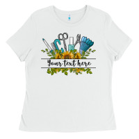 White customize nail tools with sunflower preview Ladies Tee - BarkalooDesign