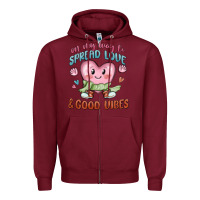 Burgundy on my way to spread love Zipper Hoodie - MaliasSmallBusiness