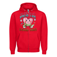 Red on my way to spread love Zipper Hoodie - MaliasSmallBusiness