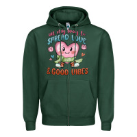 Sports Green on my way to spread love Zipper Hoodie - MaliasSmallBusiness