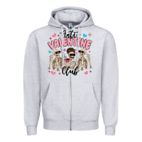 Heather Grey anti valentine club Zipper Hoodie - MaliasSmallBusiness
