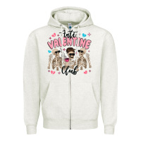 Oatmeal Heather anti valentine club Zipper Hoodie - MaliasSmallBusiness