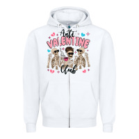 White anti valentine club Zipper Hoodie - MaliasSmallBusiness