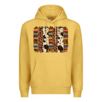 Antique Gold serape sunflower cowhide leopard brushstroke Premium Hoodie - AdoDesignShop