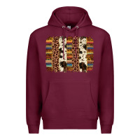 Burgundy serape sunflower cowhide leopard brushstroke Premium Hoodie - AdoDesignShop