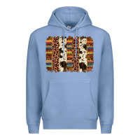 Colony Blue serape sunflower cowhide leopard brushstroke Premium Hoodie - AdoDesignShop