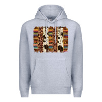 Heather Grey serape sunflower cowhide leopard brushstroke Premium Hoodie - AdoDesignShop