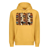 Mustard serape sunflower cowhide leopard brushstroke Premium Hoodie - AdoDesignShop