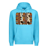 Ocean Blue serape sunflower cowhide leopard brushstroke Premium Hoodie - AdoDesignShop