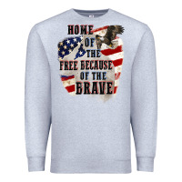 Heather Grey Home of the free because of the brave 4th of july Premium Sweatshirt - CowGirlArtShop