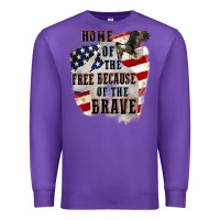Purple Home of the free because of the brave 4th of july Premium Sweatshirt - CowGirlArtShop