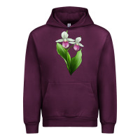 Mauve Wine Pink And White Lady's Slipper Flower Illustrations Urban Hoodie - LillyAllenDesigns