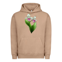 Pigment Burro Pink And White Lady's Slipper Flower Illustrations Urban Hoodie - LillyAllenDesigns