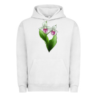 Pigment Lunar Rock Pink And White Lady's Slipper Flower Illustrations Urban Hoodie - LillyAllenDesigns