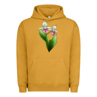 Pigment Peanut Butter Pink And White Lady's Slipper Flower Illustrations Urban Hoodie - LillyAllenDesigns