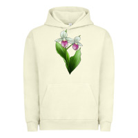 Pigment Pistachio Pink And White Lady's Slipper Flower Illustrations Urban Hoodie - LillyAllenDesigns