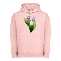 Pigment Salmon Pink And White Lady's Slipper Flower Illustrations Urban Hoodie - LillyAllenDesigns