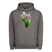 Pigment Tornado Pink And White Lady's Slipper Flower Illustrations Urban Hoodie - LillyAllenDesigns