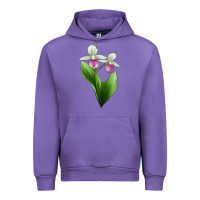 Tulip Pink And White Lady's Slipper Flower Illustrations Urban Hoodie - LillyAllenDesigns