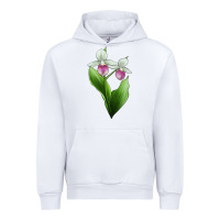 Pink And White Lady's Slipper Flower Illustrations Urban Hoodie | Teevron