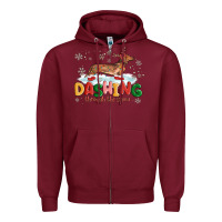 Burgundy dachshund through the snow Zipper Hoodie - MaliasSmallBusiness