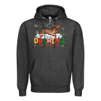 Charcoal Heather dachshund through the snow Zipper Hoodie - MaliasSmallBusiness
