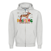 Dove Grey dachshund through the snow Zipper Hoodie - MaliasSmallBusiness