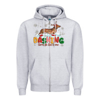 Heather Grey dachshund through the snow Zipper Hoodie - MaliasSmallBusiness