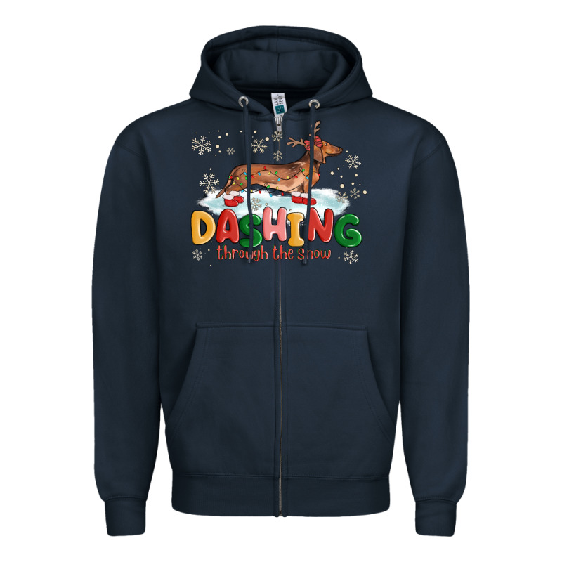 Dachshund Through The Snow Zipper Hoodie by MaliasSmallBusiness | Teevron