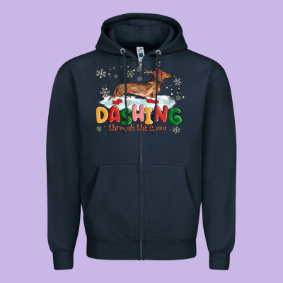 Zipper Hoodie dachshund through the snow