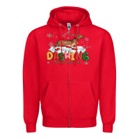 Red dachshund through the snow Zipper Hoodie - MaliasSmallBusiness