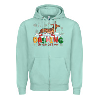 Seafoam dachshund through the snow Zipper Hoodie - MaliasSmallBusiness