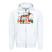 White dachshund through the snow Zipper Hoodie - MaliasSmallBusiness