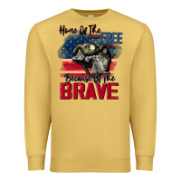 Antique Gold Home of the free because of the brave 4th of july Premium Sweatshirt - CowGirlArtShop