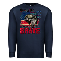Navy Home of the free because of the brave 4th of july Premium Sweatshirt - CowGirlArtShop