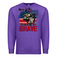 Purple Home of the free because of the brave 4th of july Premium Sweatshirt - CowGirlArtShop