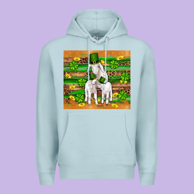 St Patricks Goat Family Shamrock Gold Serape Leopard Glitter Wooden Tu Premium Hoodie Designed By Artiststas