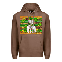 Chestnut st patricks goat family shamrock gold serape leopard glitter wooden tu Premium Hoodie - Artiststas