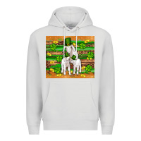Dove Grey st patricks goat family shamrock gold serape leopard glitter wooden tu Premium Hoodie - Artiststas