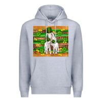 Heather Grey st patricks goat family shamrock gold serape leopard glitter wooden tu Premium Hoodie - Artiststas